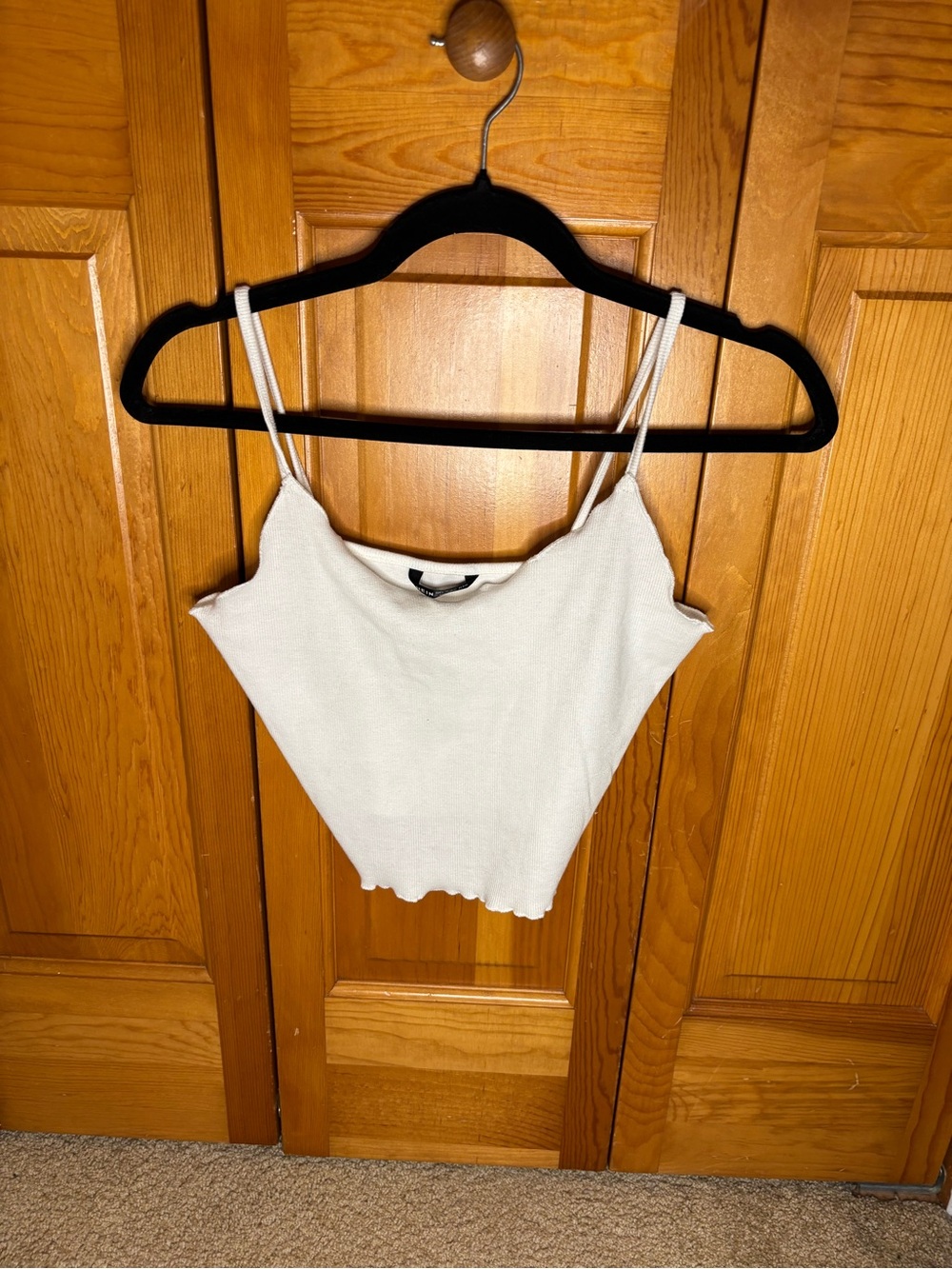 SHEIN White Ribbed Spaghetti Strap Cropped Cami